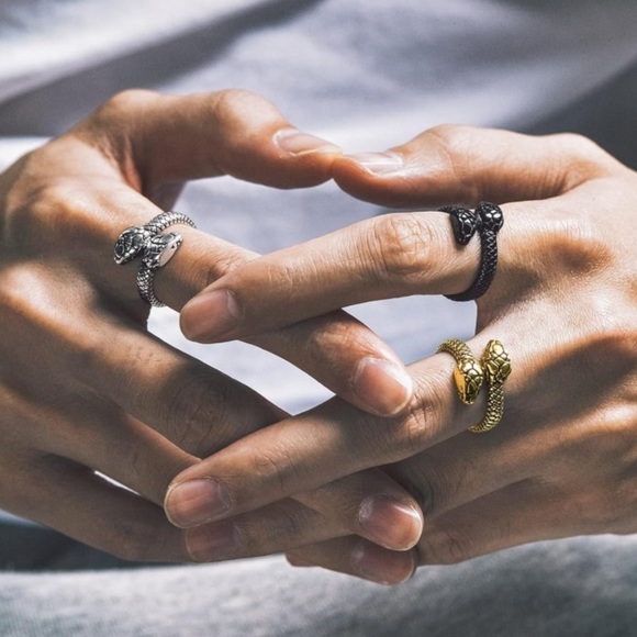 18k Snake Ring Toi Et Moi Luxurious Gold - Picture 6 of 14